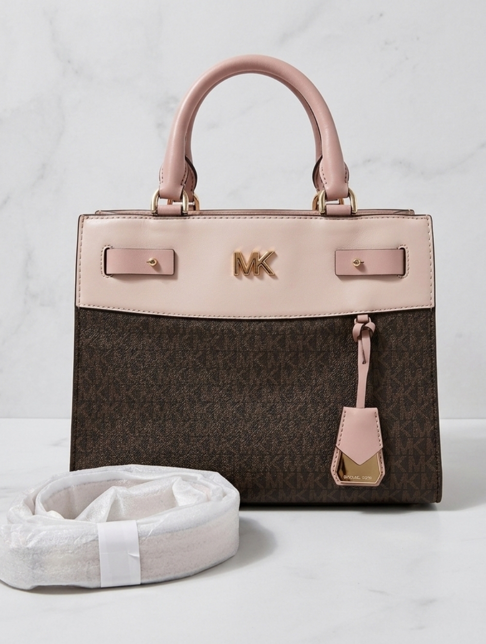 Michael Kors Reagan Signature Brown Medium Satchel